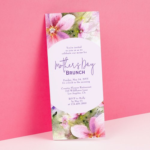 Mothers Day Brunch Elegant Watercolor Flowers Invitation