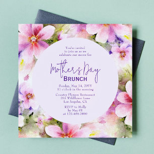 Mother's Day Brunch Elegant Watercolor Flowers Invitation