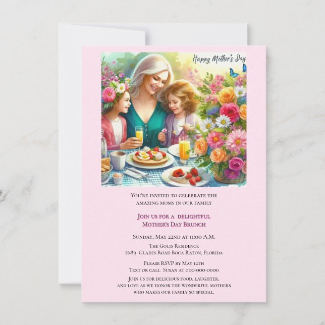 Mother's Day Brunch Family Invitation (Front)