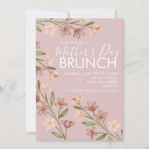 Mother's Day Brunch Floral Blush Pink Invitation