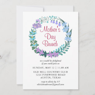 Mother's Day Brunch Floral Garland Wreath  Invitation