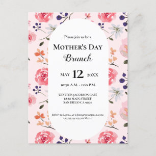 Mother's day brunch floral pink custom postcard