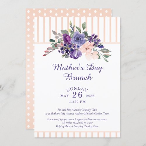 Mothers Day Brunch Floral Watercolor Copper Invitation
