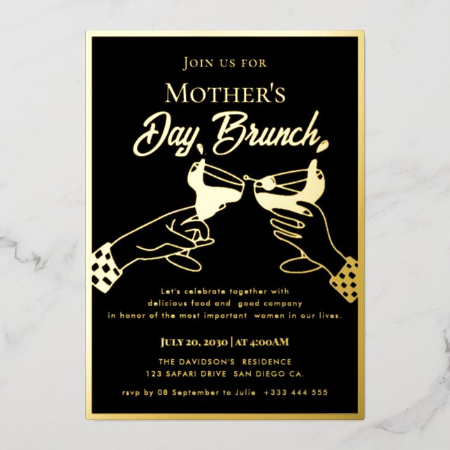 Mother's Day Brunch  Foil Invitation (Front)