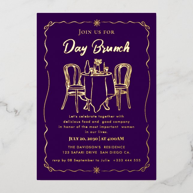Mother's Day Brunch  Foil Invitation (Front)