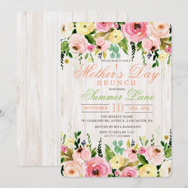 Mother's Day Brunch Invitation (Front/Back)