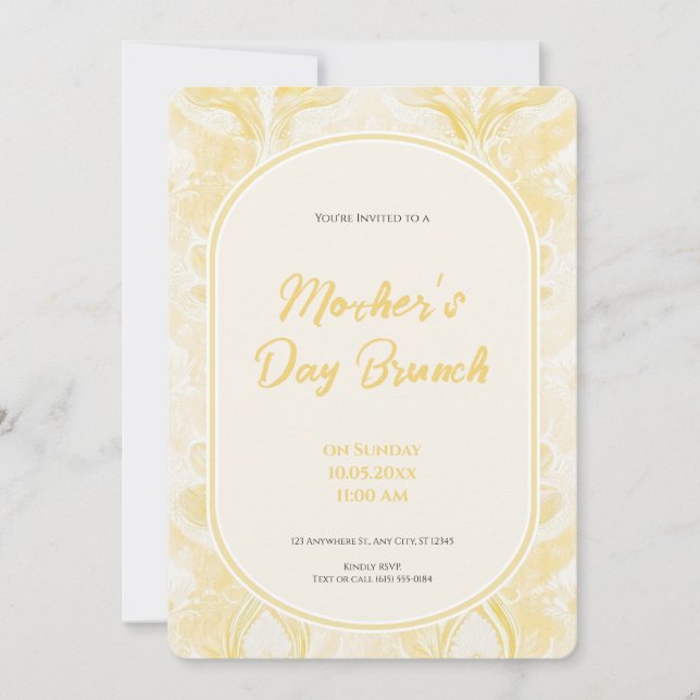 Mothers day brunch invitation butter yellow (Front)