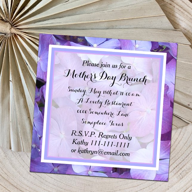 Mothers Day Brunch Invitation Hydrangea Blossom (Creator Uploaded)