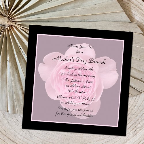 Mother's Day Brunch Invitation -- Pink Rose
