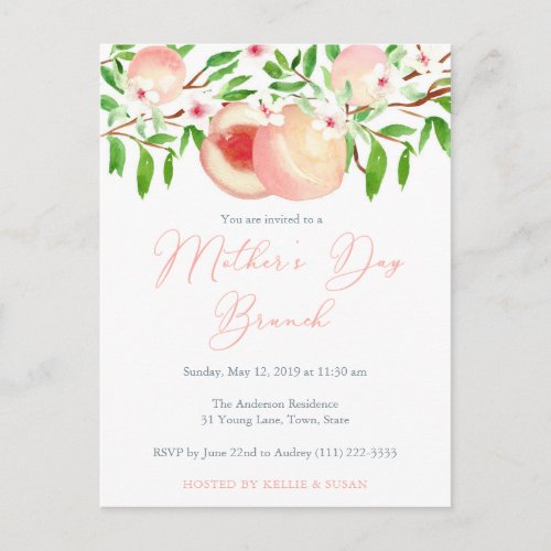 Mothers Day Brunch Invitations Sweet Peaches Postcard