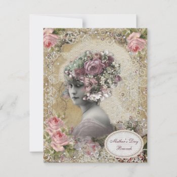 Mother's Day Brunch Lady With Jewels & Flowers Invitation by AJ_Graphics at Zazzle