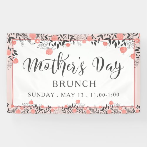 Mothers Day Brunch Luncheon Rose Gold Blush Floral Banner