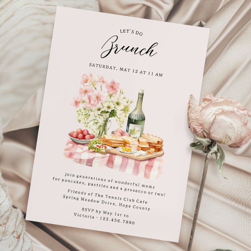 Mothers Day Brunch Pastries Pancakes and Prosecco Invitation