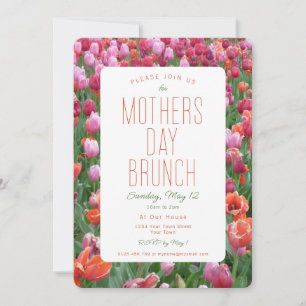 Mothers Day Brunch Pink Orange Tulip Invitation
