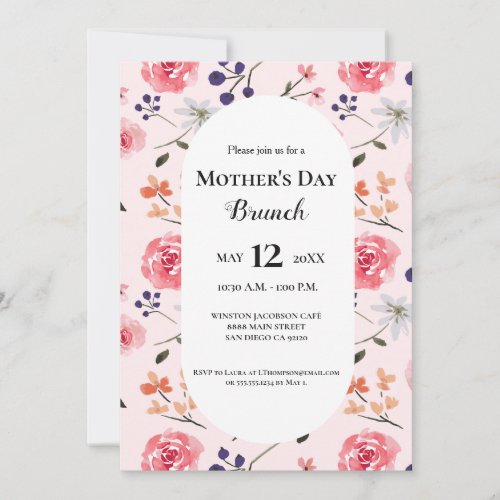 Mothers day Brunch Pink Peonies Floral Custom Invitation