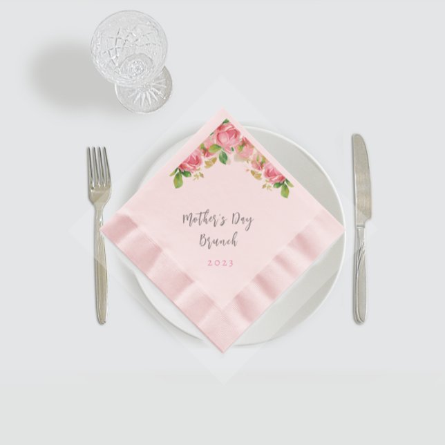 Mother's Day   Brunch  - pink  roses -pink Napkins (Creator Uploaded)