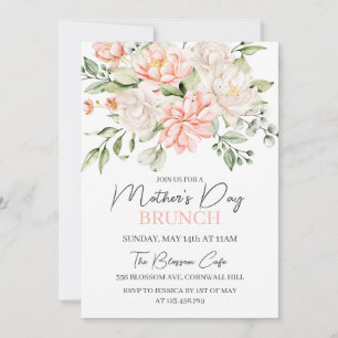 Mother's Day Brunch Pink Watercolor Floral  Invitation