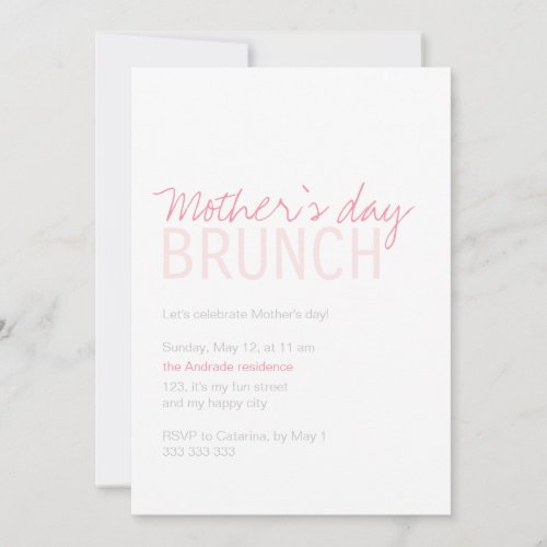 Mothers Day Brunch Pink White Fully Customizable Announcements