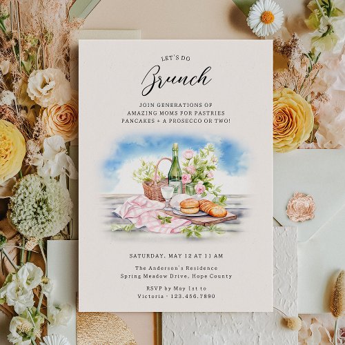 Mothers Day Brunch Pretty Watercolor Get Together Invitation