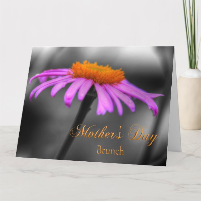 Mothers Day Brunch Purple and Orange Coneflower Card (Front)