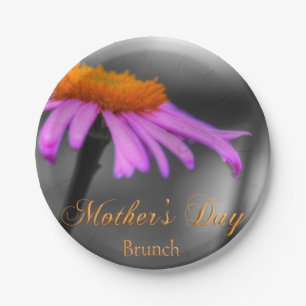 Mothers Day Brunch Purple and Orange Coneflower Paper Plates