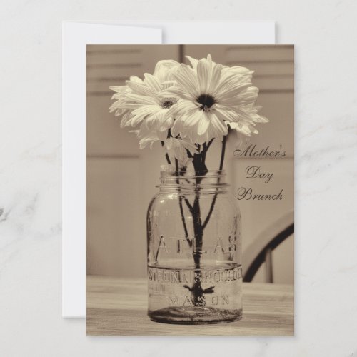 Mother's Day Brunch Sepia Mason Jar &amp; Daisies Cards