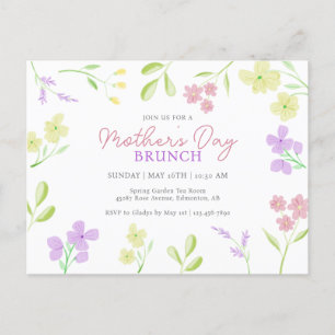 Mother's Day Brunch Soft Floral Watercolor Pastel Postcard