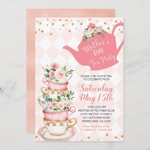 Mothers Day Brunch Tea Party Floral Invitation