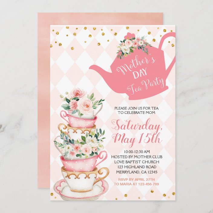 Mother's Day Brunch Tea Party Floral Invitation | Zazzle.com