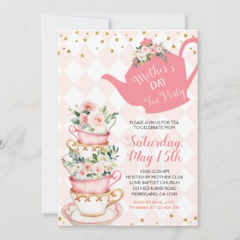 Mother's Day Brunch Tea Party Floral Invitation | Zazzle