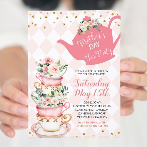 Mothers Day Brunch Tea Party Floral Invitation