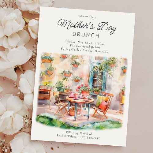 Mothers Day Brunch Watercolor Garden Patio Invitation