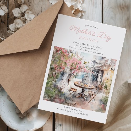 Mothers Day Brunch Watercolor Plaza in Bloom Invitation