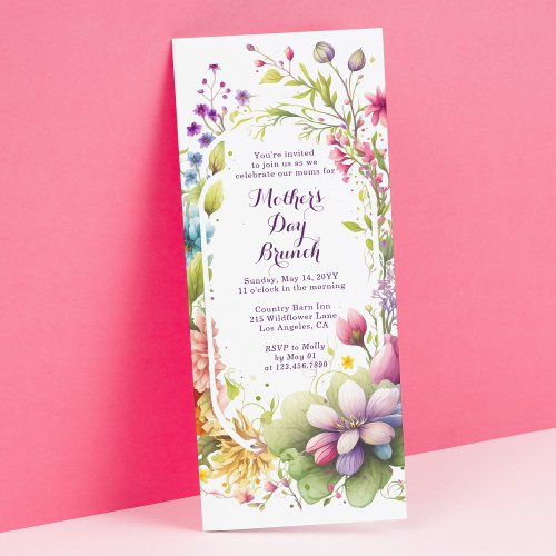 Mothers Day Brunch Watercolor Wildflower Floral Invitation