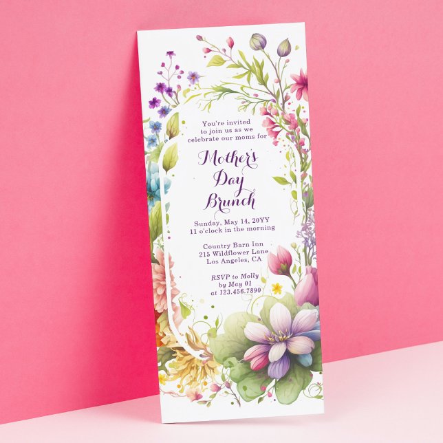 Mother's Day Brunch Watercolor Wildflower Floral Invitation (Creator Uploaded)