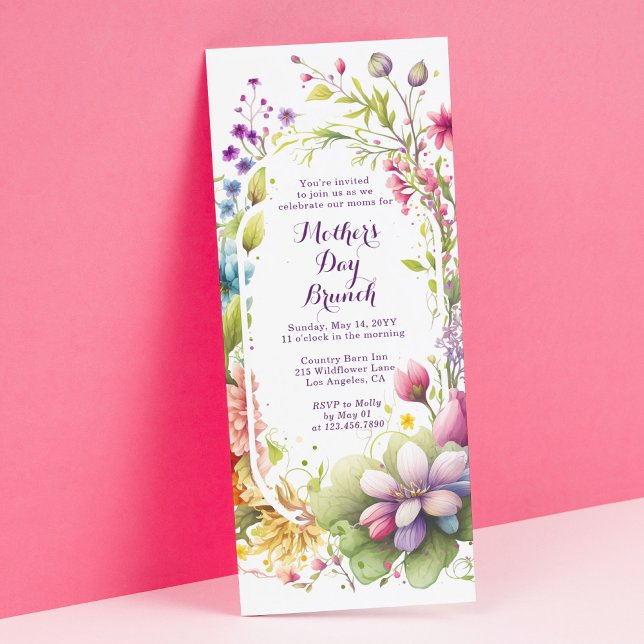 Mother's Day Brunch Watercolor Wildflower Floral Invitation (Creator Uploaded)