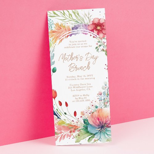 Mothers Day Brunch Watercolor Wildflowers Floral Invitation