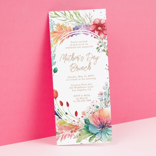 Mothers Day Brunch Watercolor Wildflowers Floral Invitation