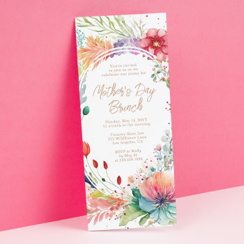 Mother's Day Brunch Watercolor Wildflowers Floral Invitation by EvcoStudio at Zazzle