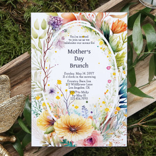 Mother's Day Brunch Watercolor Wildflowers Floral Invitation