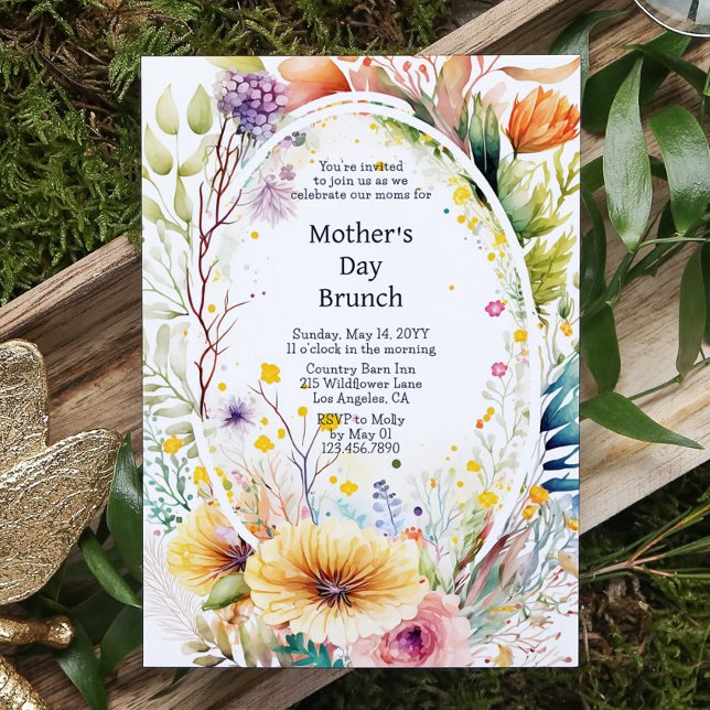 Mother's Day Brunch Watercolor Wildflowers Floral Invitation (Creator Uploaded)