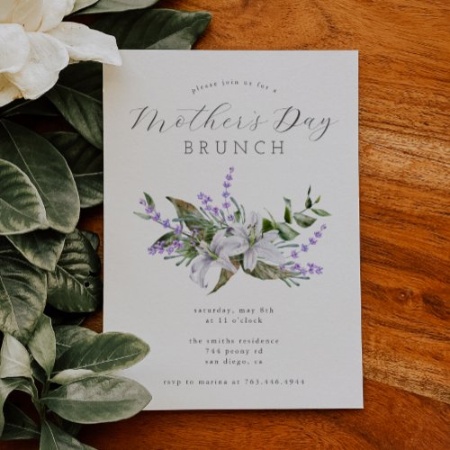 Mothers Day Brunch  White Floral Invitation