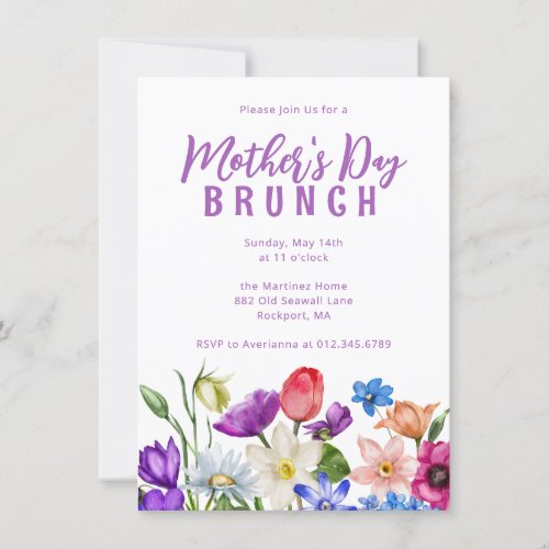 Mothers Day Brunch Wildflower Invitation