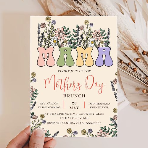 Mothers Day Brunch Wildflower Mama Invitation