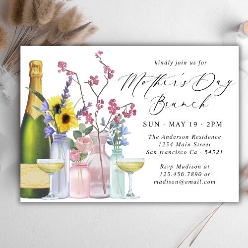 Mothers Day Brunch  Wildflowers and Champagne Invitation