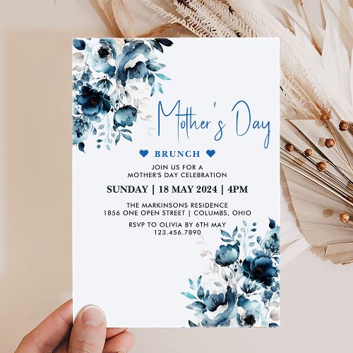 Mothers Day Brunch Wildflowers Greenery Holiday Invitation