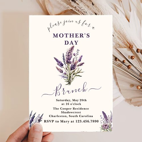 Mothers Day Brunch Wildflowers Greenery Holiday Invitation