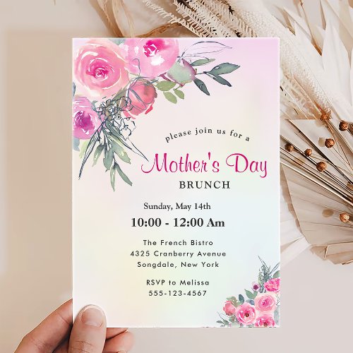 Mothers Day Brunch Wildflowers Greenery Holiday Invitation