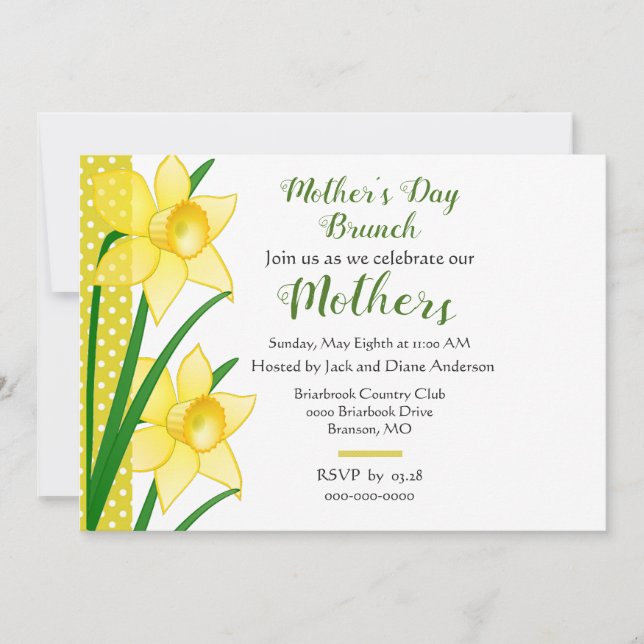 Mother's Day Brunch Yellow Daffodils Invitation (Front)