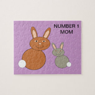 Mothers Day Bunnies Custom Number 1 Mom Puzzle